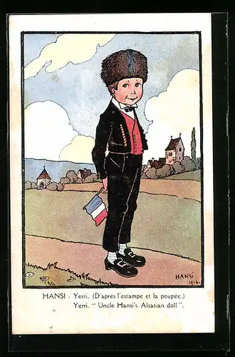 Künstler-AK Hansi: Yerri, Uncle Hans`s Alsatian doll