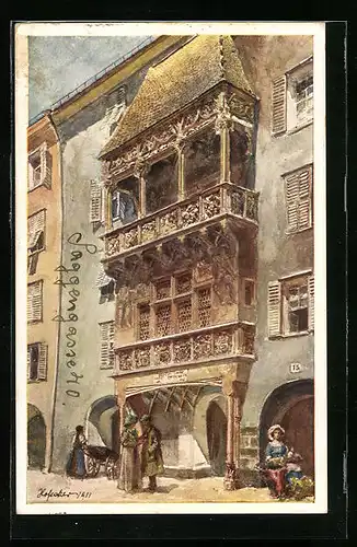 Künstler-AK E.F. Hofecker: Innsbruck, Das goldene Dachl