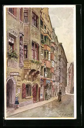 Künstler-AK E.F. Hofecker: Innsbruck, in der Hofgasse