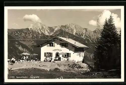 AK Hindelang /Allgäu, Bergstation der Sesselbahn / Bergcafe mit Geishorn