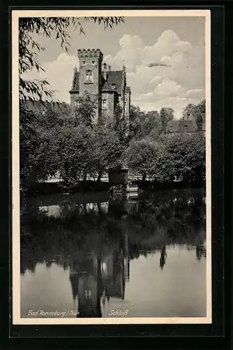 AK Bad Ronneburg / Th., Blick über den Teich zum Schloss