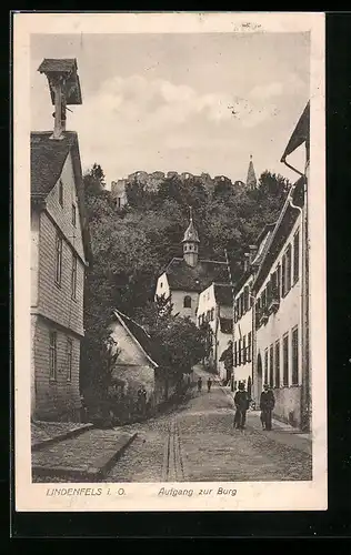 AK Lindenfels i. O., Partie am Aufgang zur Burgruine