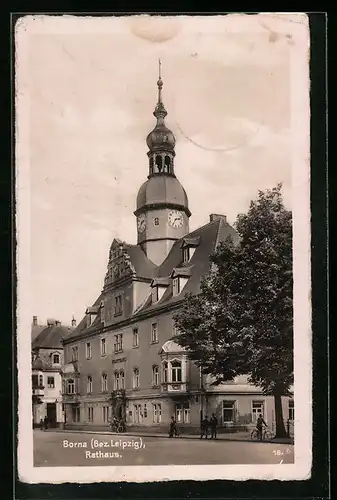 AK Borna b. Leipzig, Partie am Rathaus mit Stadthaus