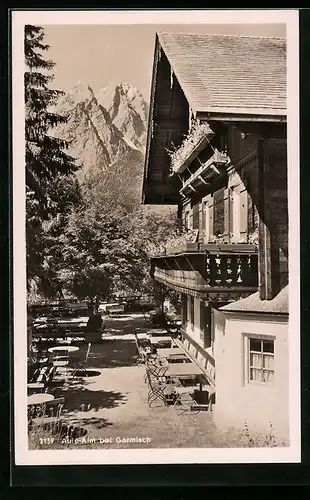 AK Garmisch, Partie am Gasthaus Aule-Alm