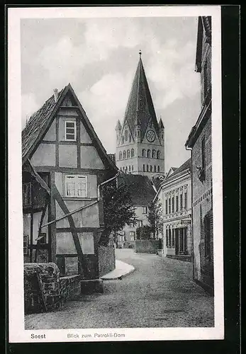 AK Soest, Gasse mit Blick zum Patrokli Dom