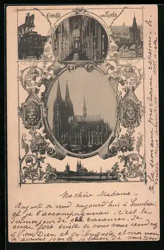 AK Köln a. Rh., Dom, Reiterdenkmal