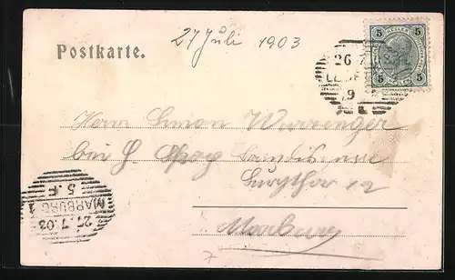 AK Leoben, Franz Josef-Strasse mit Passanten