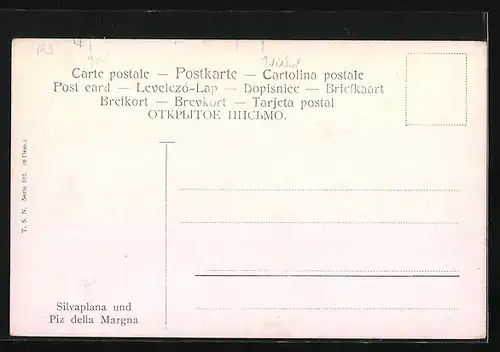 Künstler-AK Silvaplana, Seepartie mit Ortsansicht vor Piz della Margna