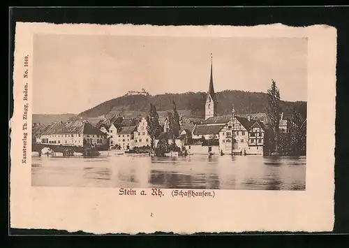 AK Stein a. Rh., Ortsansicht hinter Wasser