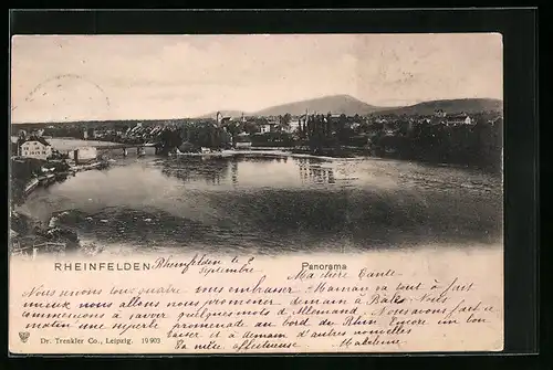 AK Rheinfelden, Panorama mit Brücke