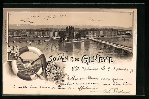 Lithographie Genève, Le Jura, Les mouettes