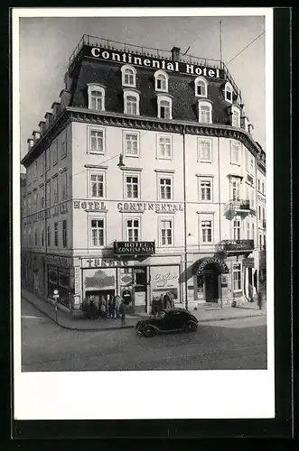 AK Basel, Hotel Continental, Am Bahnhof