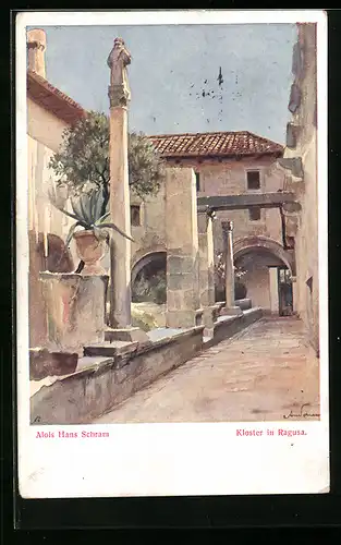 Künstler-AK Ragusa, Im Hof des Klosters