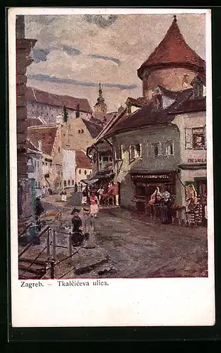 Künstler-AK Zagreb, Tkalciceva ulica