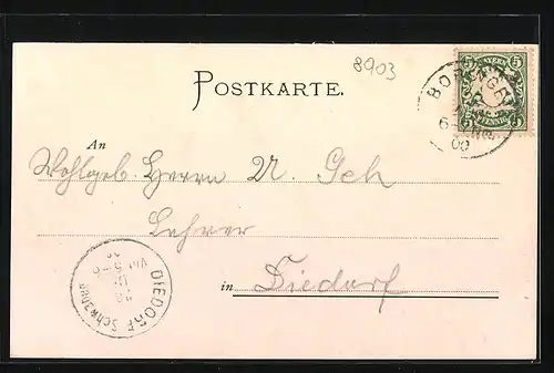 AK Bobingen, Strassenpartie aus der Vogelschau