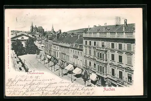 Relief-AK Aachen, Theaterstrasse aus der Vogelschau