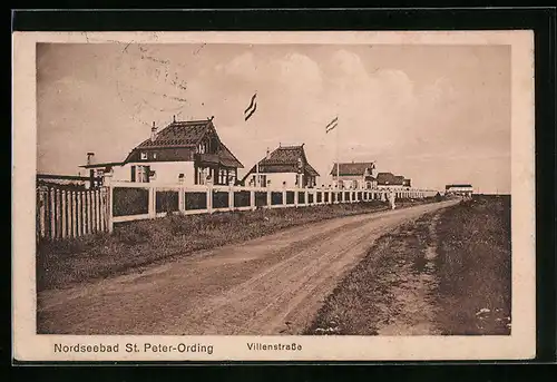 AK St. Peter-Ording, Villenstrasse mit Häuseransichten