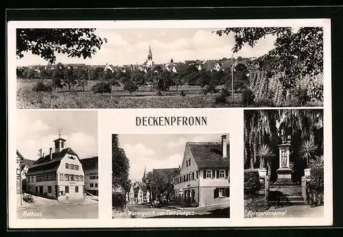 AK Deckenpfronn, Ortsansicht mit Rathaus und Kriegerdenkmal
