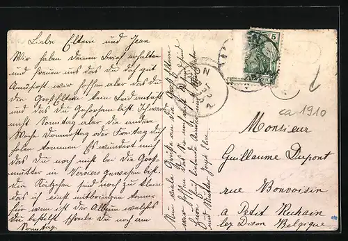 AK Aachen, Kaiser-Allee mit Passanten