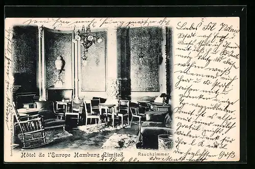 AK Hamburg, Hotel de l`Europe, Rauchzimmer