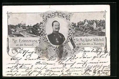 AK Hamburg, Besuch Sr. Maj. Kaiser Wilhelm II. am 19. Juni 1904