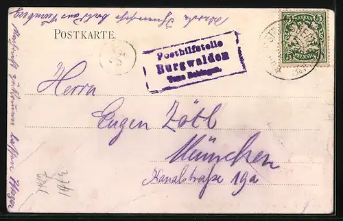 AK Burgwalden, Ortspartie mit Kirche