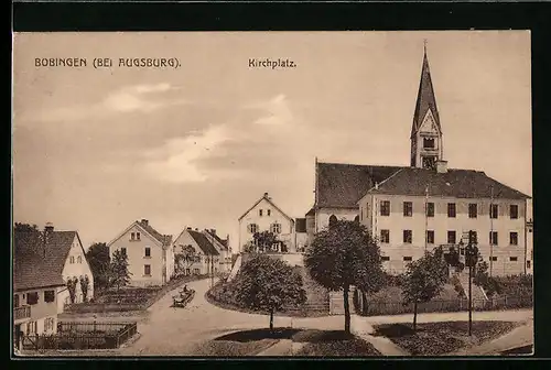 AK Bobingen bei Augsburg, Blick auf den Kirchplatz