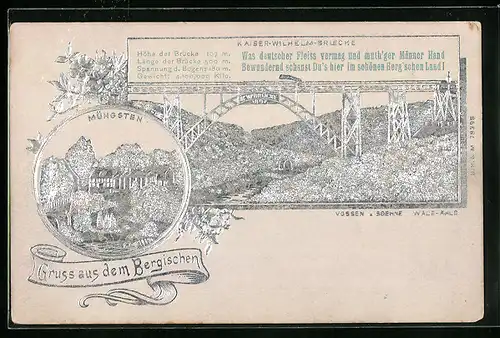Relief-AK Müngsten, Kaiser-Wilhelm-Brücke