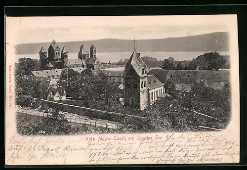 Relief-AK Maria Laach, Abtei am Laacher See aus der Vogelschau