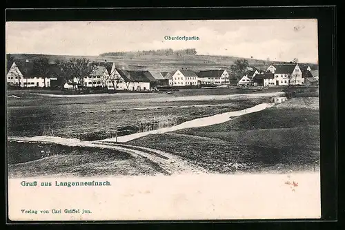 AK Langenneufnach, Oberdorfpartie mit Kanal