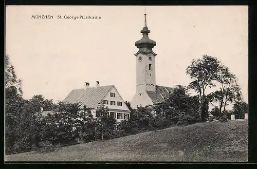 AK München-Milbertshofen, St. Georgs-Pfarrkirche mit Umgebung