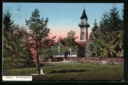 AK Görlitz, Weinberghaus mit Turm