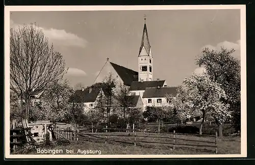 AK Bobingen bei Augsburg, Teilansicht mit Kiche