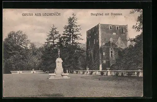 AK Lechenich, Burgfried mit Brunnen