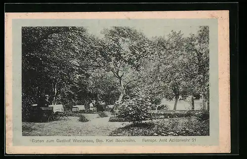 AK Westensee bei Achterwehr, Garten zum Gasthof Westensee, Karl Beckmann