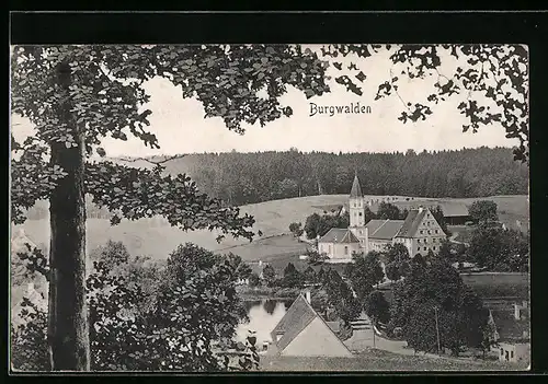 AK Burgwalden, Ortsansicht aus der Vogelschau