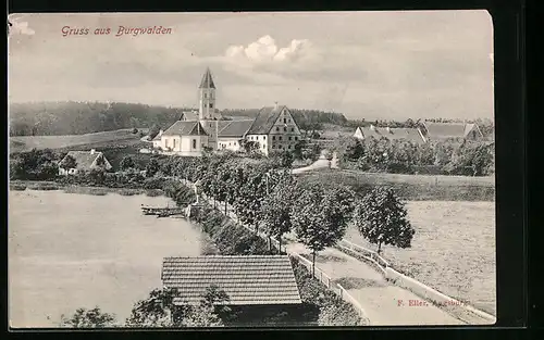 AK Burgwalden, Teilansicht mit Kirche