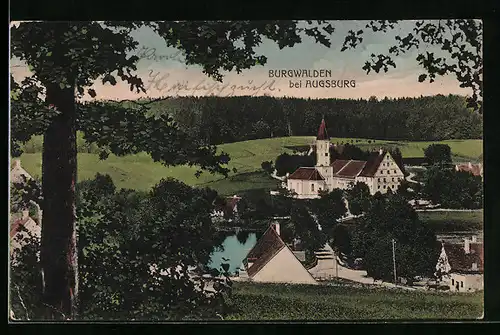 AK Burgwalden bei Augsburg, Gesamtansicht aus der Vogelschau