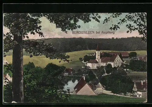 AK Burgwalden bei Augsburg, Ortsansicht mit Umgebung