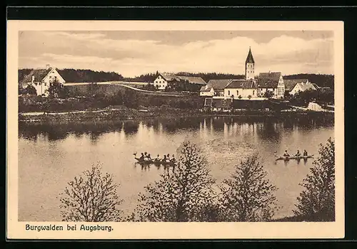 AK Burgwalden bei Augsburg, Teilansicht mit Ruderpartie