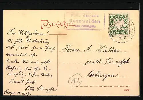 AK Burgwalden, Teilansicht mit Ruderbooten