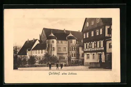 AK Gaildorf, Strassenpartie mit altem Schloss