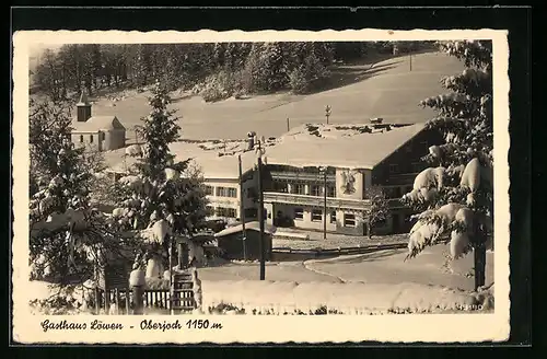 AK Oberjoch, Gasthaus Löwen im Winter
