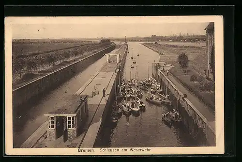 AK Bremen, Schleusen am Weserwehr