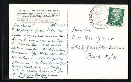 AK Boeing 707 Intercontinental, Flugzeug, Air France