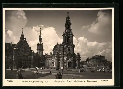 Foto-AK Walter Hahn, Dresden, Nr. 10898: Dresden, Georgentor, Schloss, Hofkirche u. Opernhaus