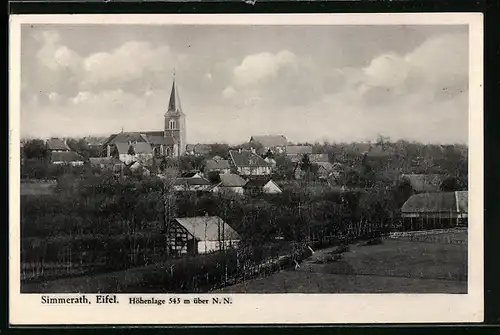 AK Simmerath / Eifel, Blick auf den Ort mit der Kirche