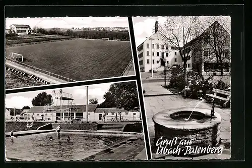 AK Übach-Palenberg, Sportplatz, Schwimmbad, Brunnen