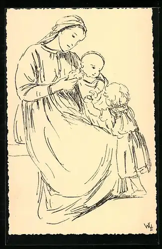 Künstler-AK Wilhelm Steinhausen: Mutter mit ihren Kindern