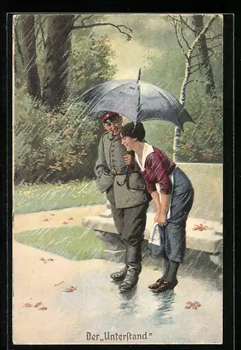 Künstler-AK Arthur Thiele unsign.: Paar im Unterstand